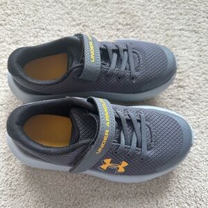 Under Armour Kids Charcoal and Yellow Sneakers
